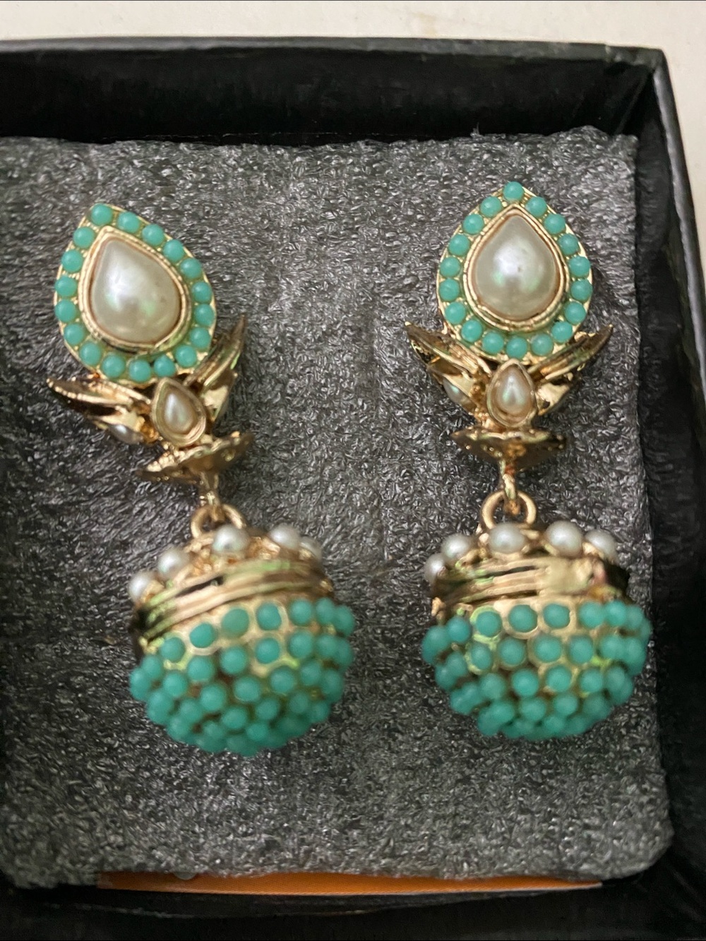 Gold-tone Indian jhumka earrings